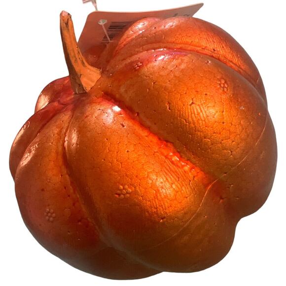 PUMPKINS Lot Of 2 Adorable Little Shiny Orange Pumpkins - Picture 4 of 9